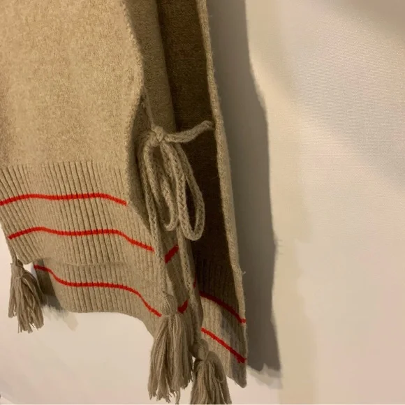 Free People Tan and Red V-Neck Sweater Vest with Side-Ties • O/S - Picture 4 of 5